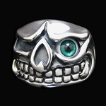 スカルシルバーリング | 緑目玉の達磨獅子 [K800043S-jupiter]
